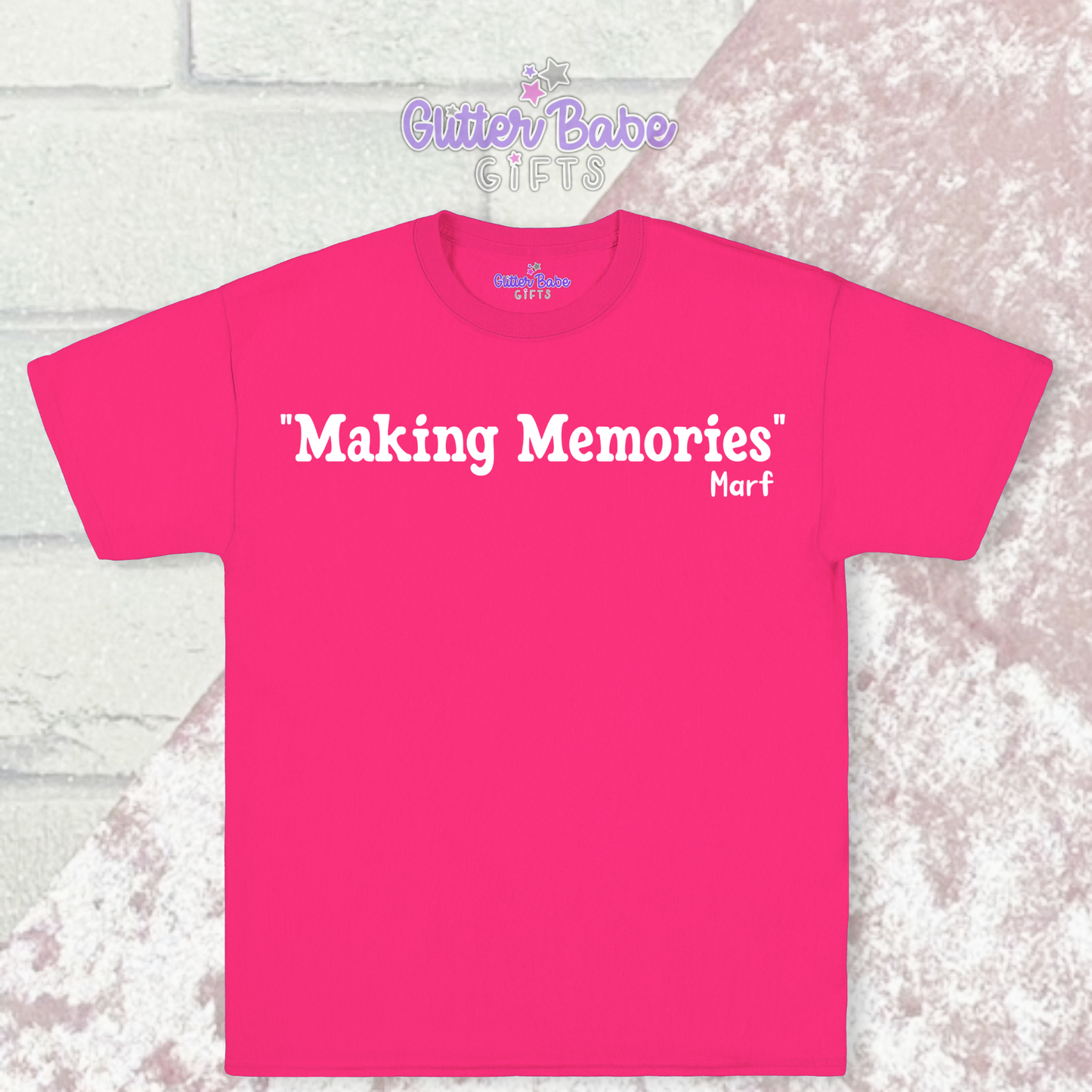 Pink t-shirt with quote in white writing