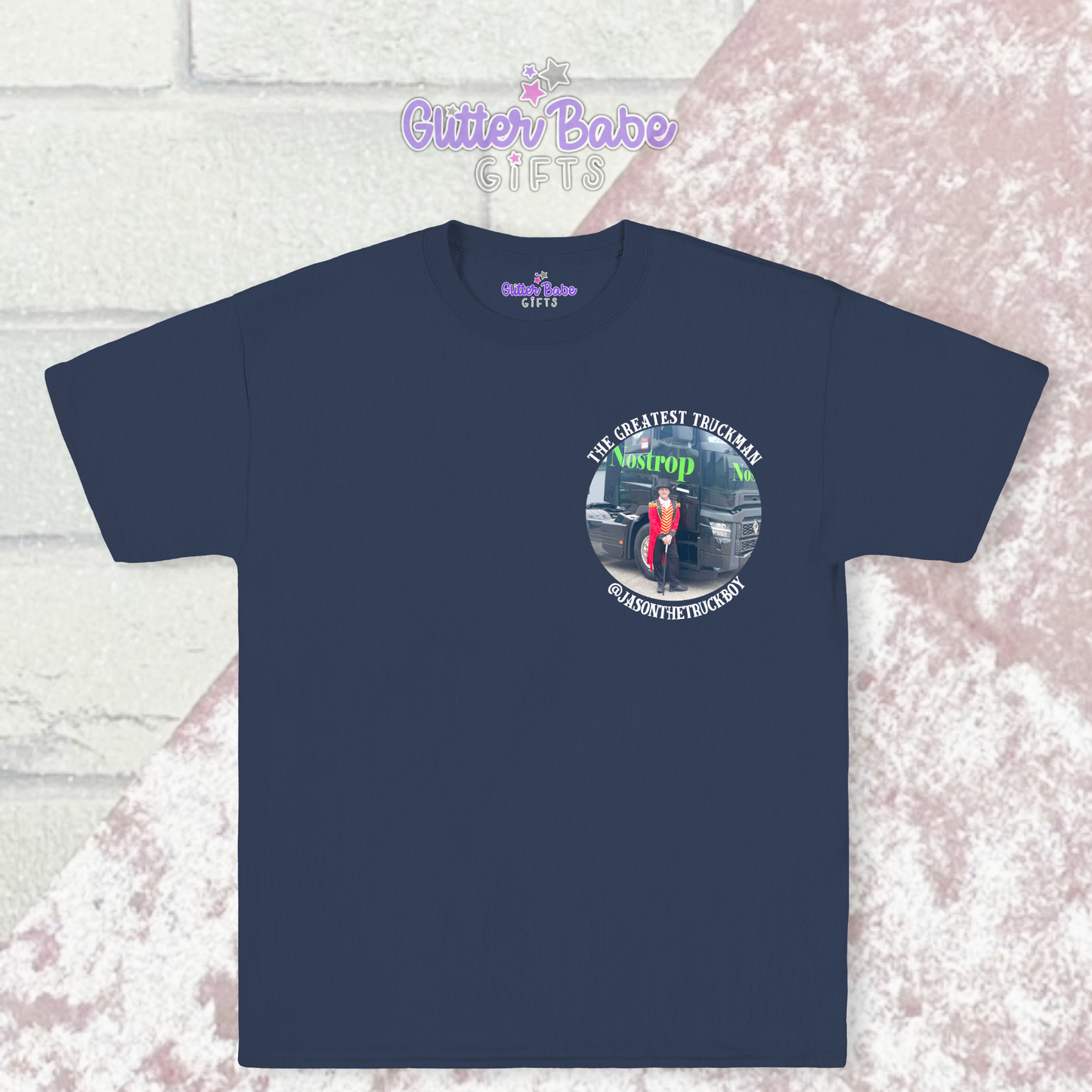 Navy T-shirt with left chest area logo