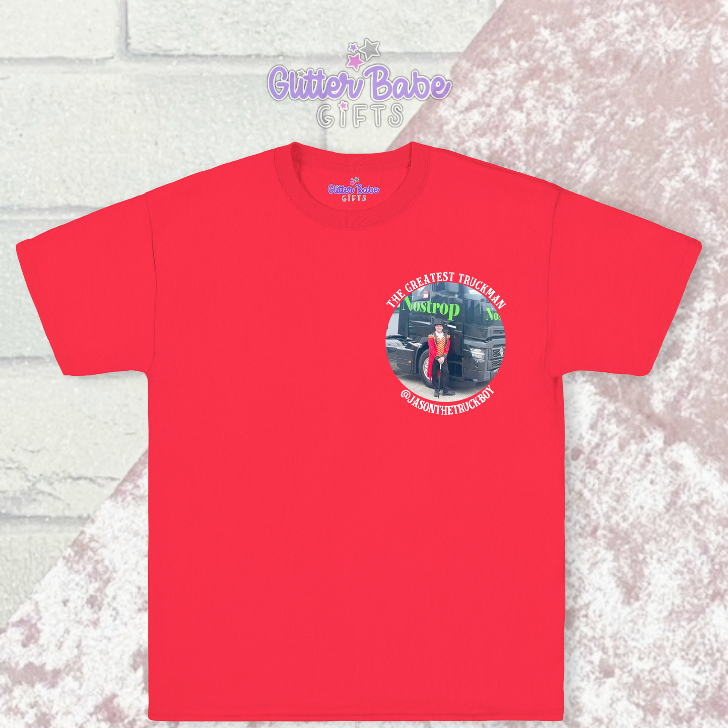 Red T-shirt with left chest design