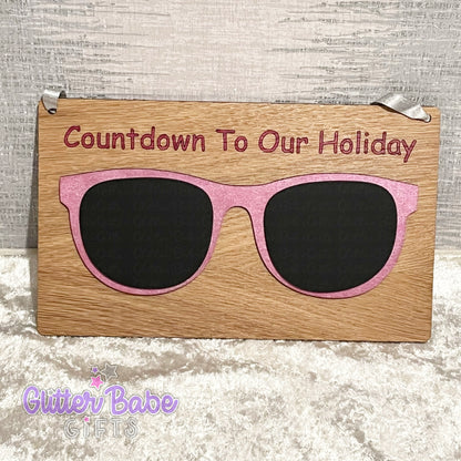 Oak Veneer - Holiday Countdown- Sunglasses Chalkboard