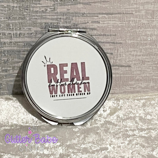 Real Women Compact Mirror -  Silver