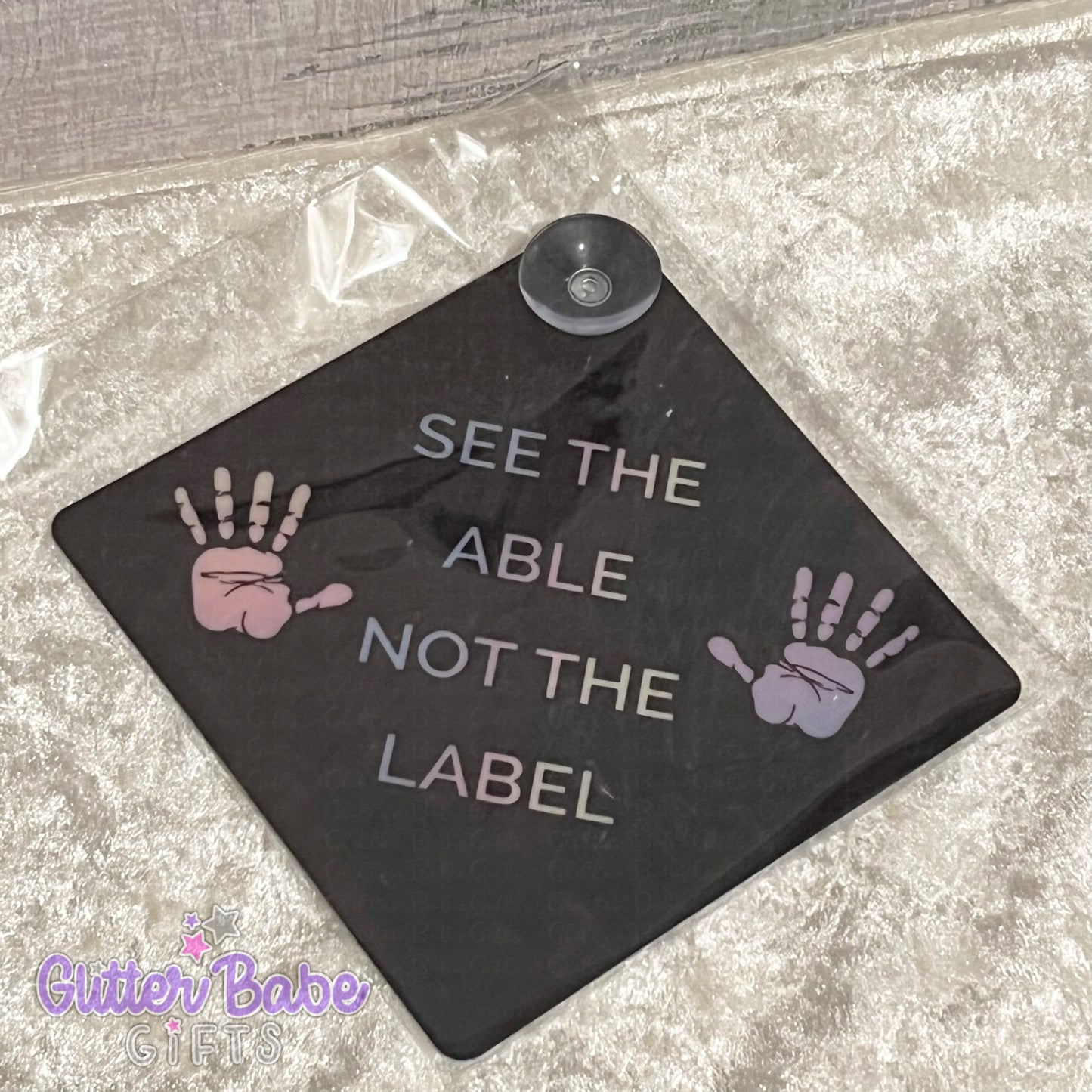 See the Able Not The label car window sign