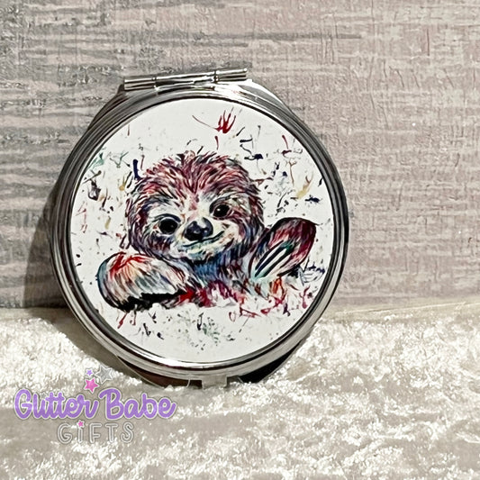 Sloth Compact Mirror -  Silver