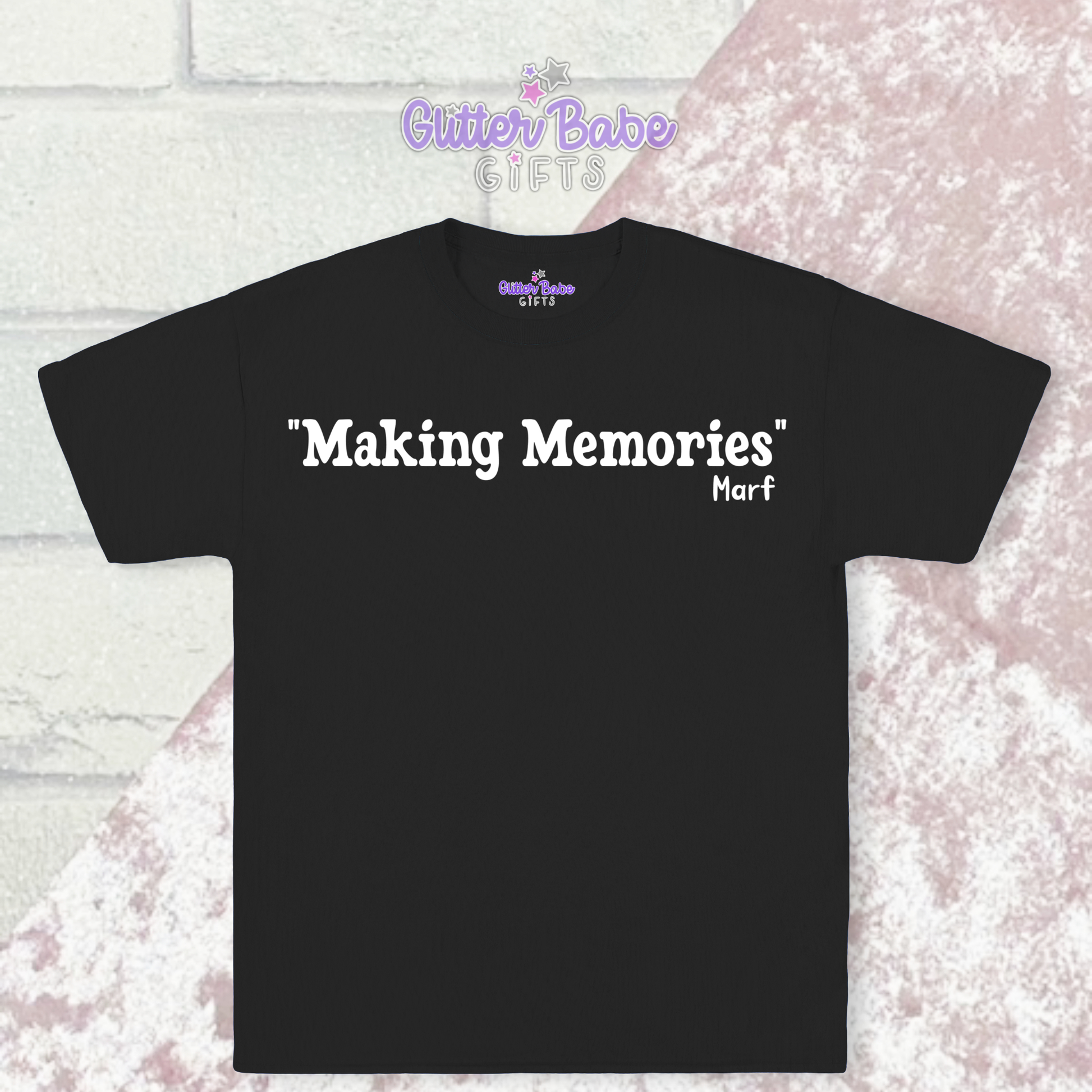 black t-shirt with  quote in white writing